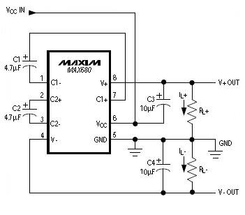 Monolithic charge-pump voltage converter MAX680